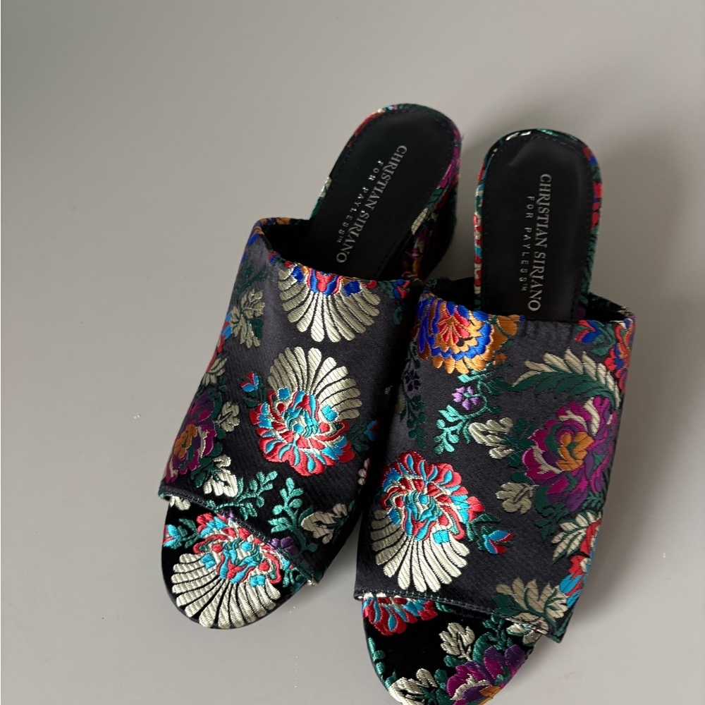 CHRISTIAN SIRIANO for Payless Brocade Chunky Satin Multicolor Open Toe Shoes - Picture 7 of 9